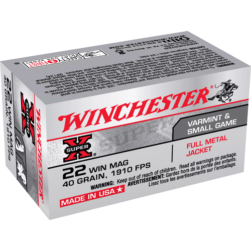 Winchester Super-X 22 WMR 40 Grain FMJ Ammunition 50 Rounds