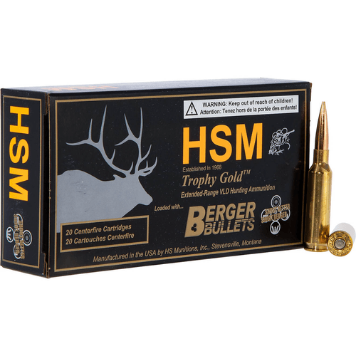 HSM Ammunition Trophy Gold Very Low Drag Centerfire Rifle Ammunition