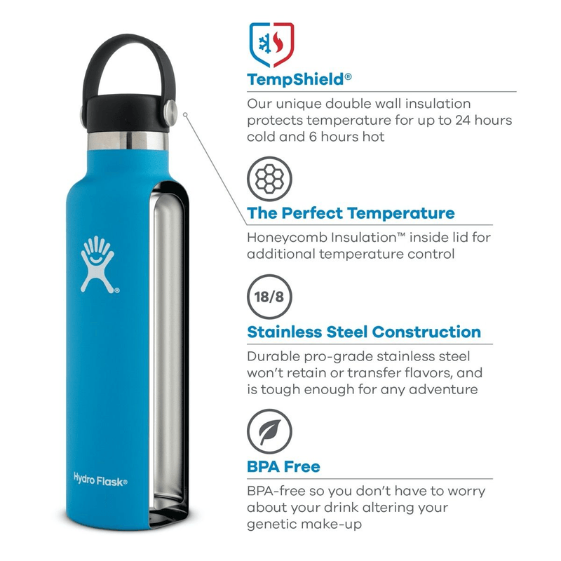 Hydro Flask Standard Mouth Insulated Water Bottle, White - 24 oz