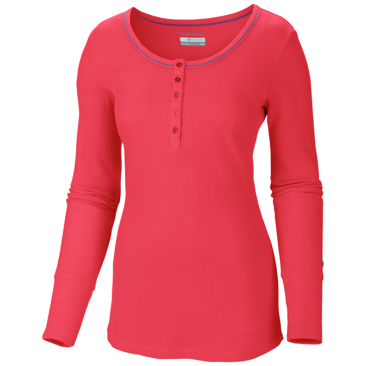 womens red henley shirt