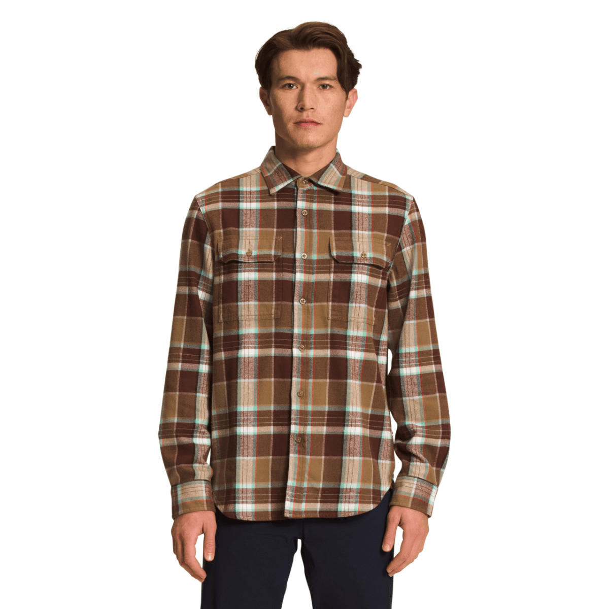 The North Face Arroyo Flannel Shirt - Mens - Coal Brown Medium Half Dome Shadow Plaid