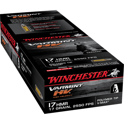Winchester Varmint HV 17 HMR 17 Grain V-Max Ammunition 50 Rounds