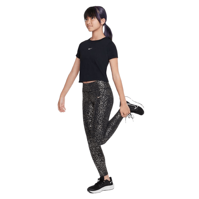 Nike One Women's Metallic Gold & Black Training Leggings Sz Small DQ6308-010  for sale online