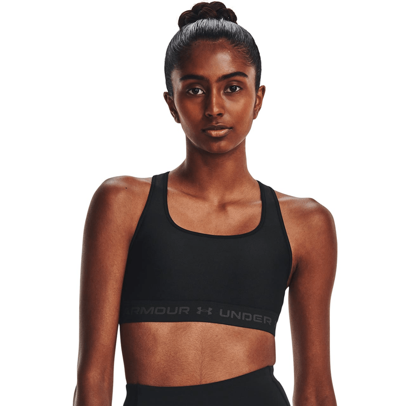 Under Armour Crossback Mid Sports Bra for Ladies - Black/Black/Jet Gray - XL