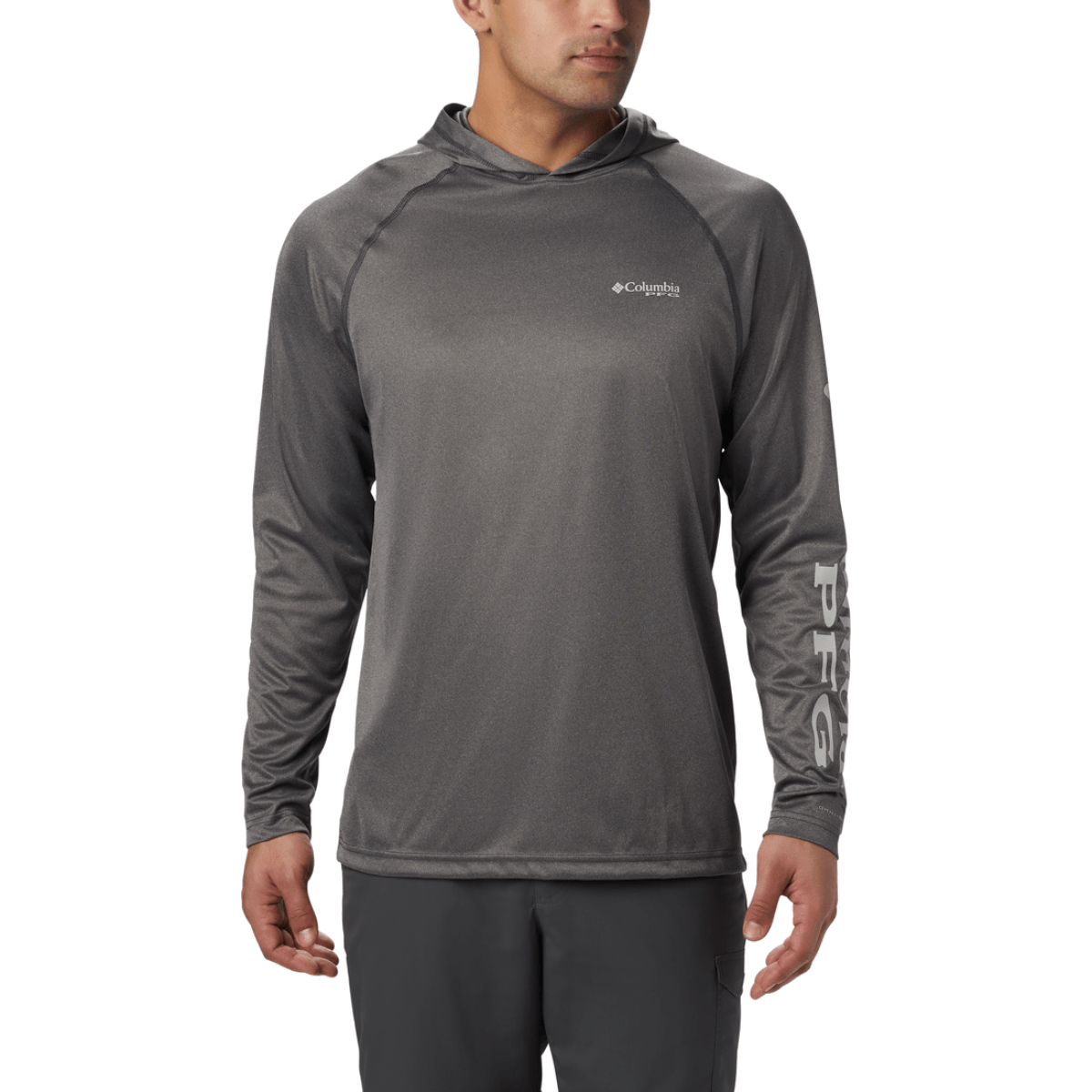 Men's Columbia PFG Terminal Tackle Heather Hoodie Long Sleeve T