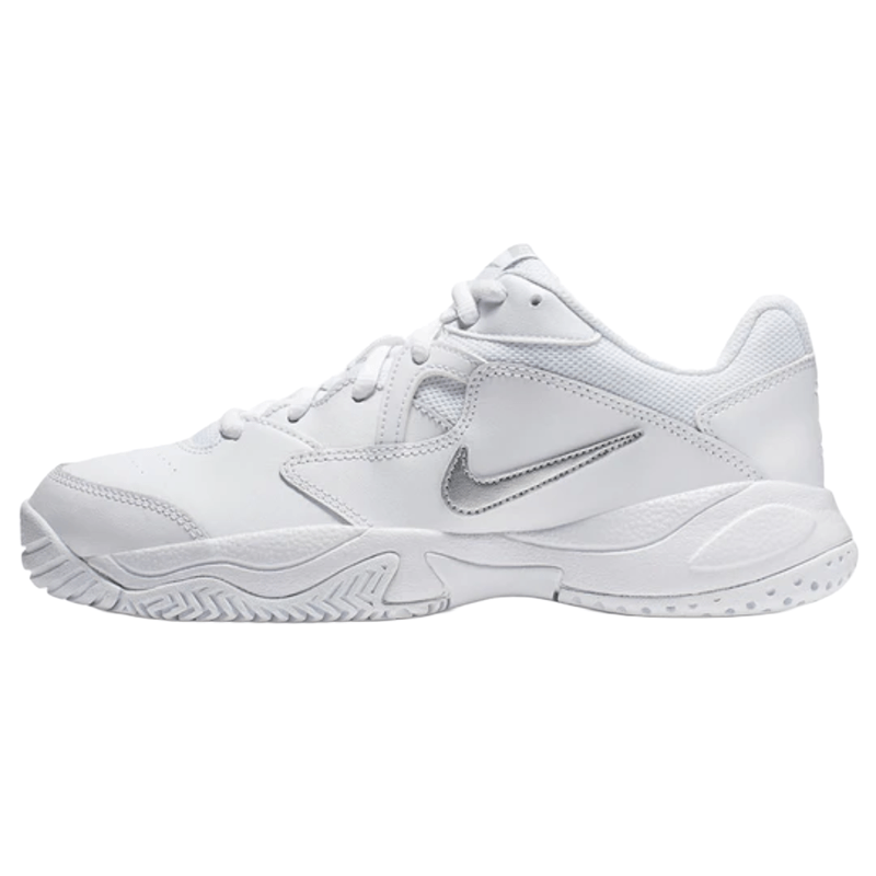 Nike women's court lite 2 tennis shoe white/metallic clearance silver-white