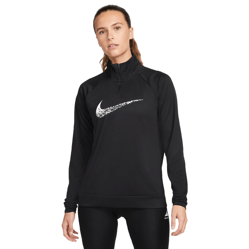 Nike Running Dri-FIT Swoosh half-zip midlayer long sleeve top in black