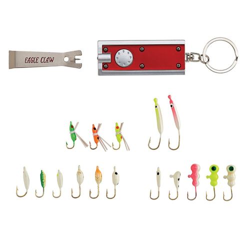 Eagle Claw 18 Piece Glow Ice Fishing Jig Kit