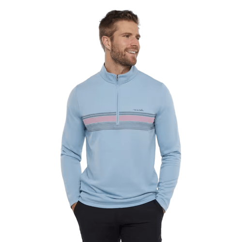 Travis Mathew Upgraded Striped Quarter Zip Pullover - Men's