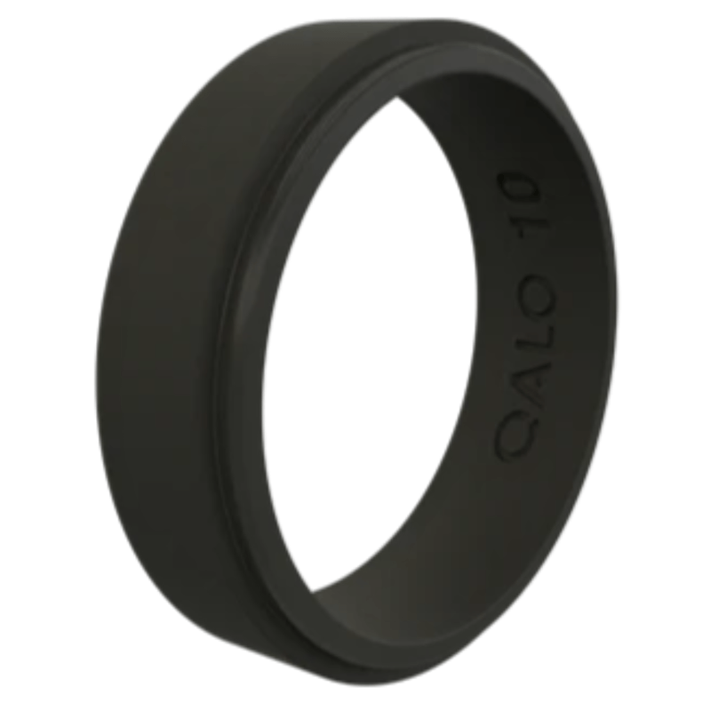 QALO Men's Black Silicone Ring 10