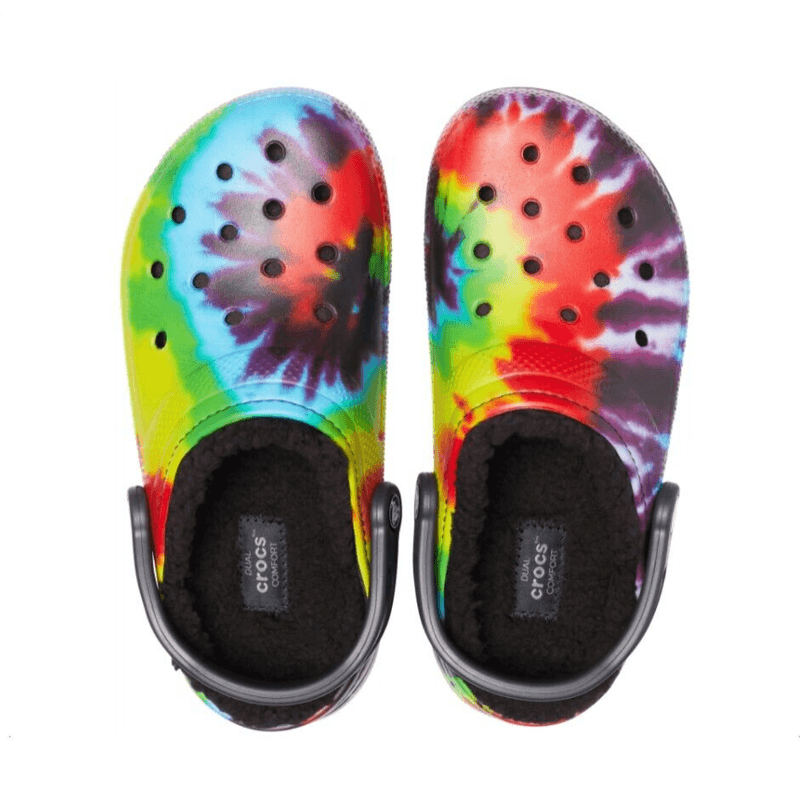 Fuzzy tie shop dye crocs