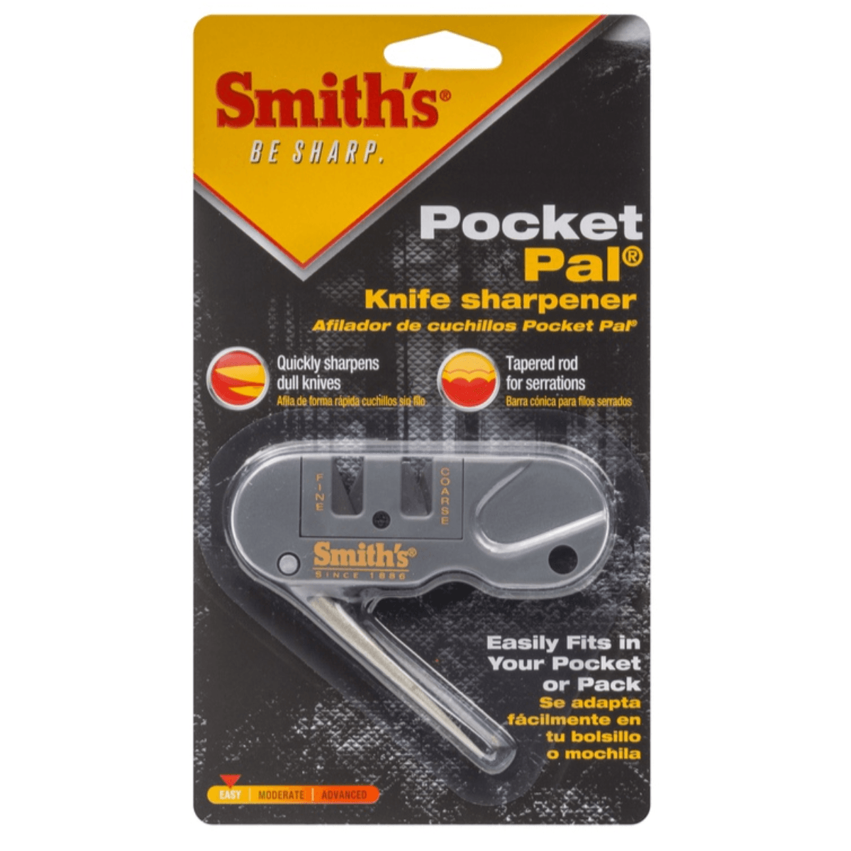 Smith's Pocket Pal G10 Knife Sharpener - Black - 2 Stage Sharpener &  Diamond Sharpening Rod - Outdoor Hunting Knife & Hook Sharpener - Compact,  Durable, & Lightweight 