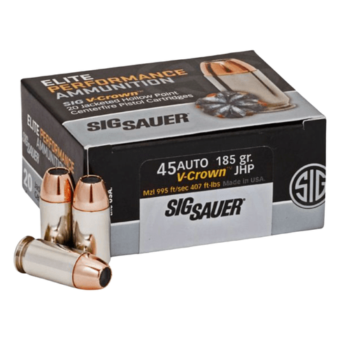 Sig Sauer Elite Defense 45 ACP 185 Grain V-Crown JHP Ammunition 20 Rounds