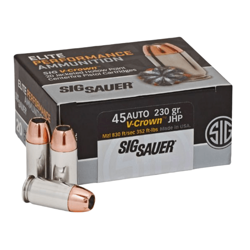 Sig Sauer Elite Defense 45 ACP 230 Grain V-Crown JHP Ammunition 20 Rounds