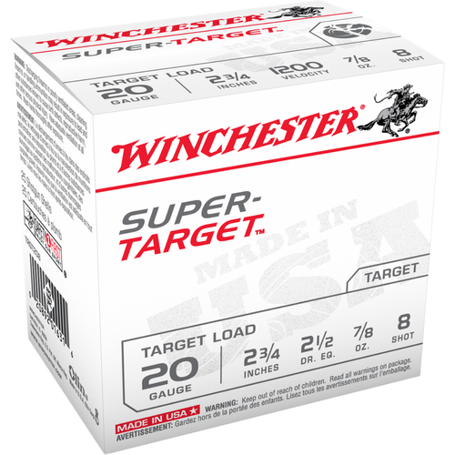 Winchester Super-Target 20 Gauge 8 Shot 2.75 Inch Ammunition 25 Rounds