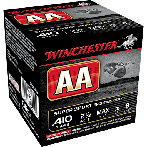 Winchester AA Super-Sport 2.75 Inch .5Oz 410 Gauge 8 Shot 2.5 Inch Ammunition 25 Rounds