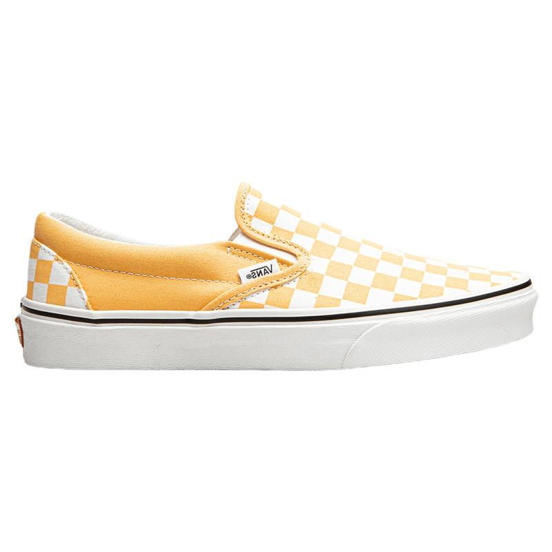 Vans yellow cheap checkerboard slip on