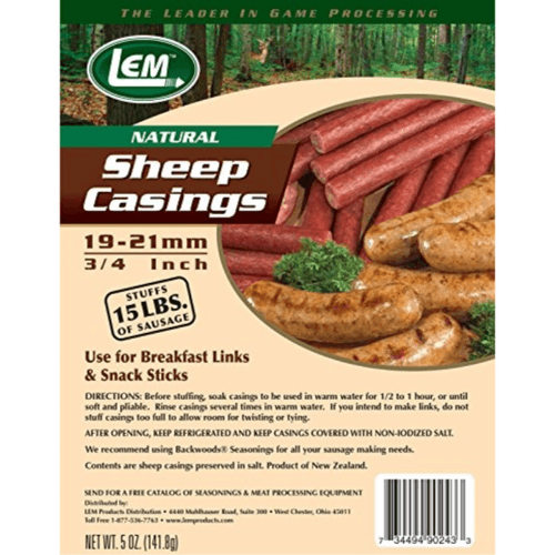 Lems 5oz Sheep Sausage Casings Bagged (6 Pack)