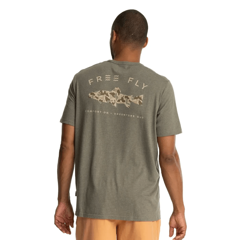 Free Fly - Trout Camo Pocket Tee Heather Fatigue / L