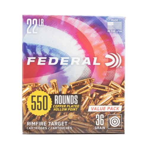 FEDERA RIMFIRE TARGET VALUE PACK 22 LONG RIFLE 36GR CPHP AMMO 550 ROUNDS