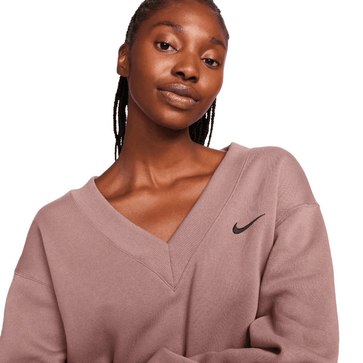 Nike Phoenix Fleece Cropped V-neck Top - Bobwards.com