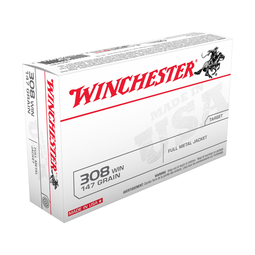 Winchester 308 147 Grain FMJ Ammunition 20 Rounds