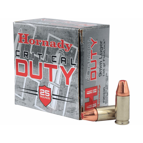 Hornady Critical Duty 9MM 124 Grain Flexlock Ammunition 25 Rounds