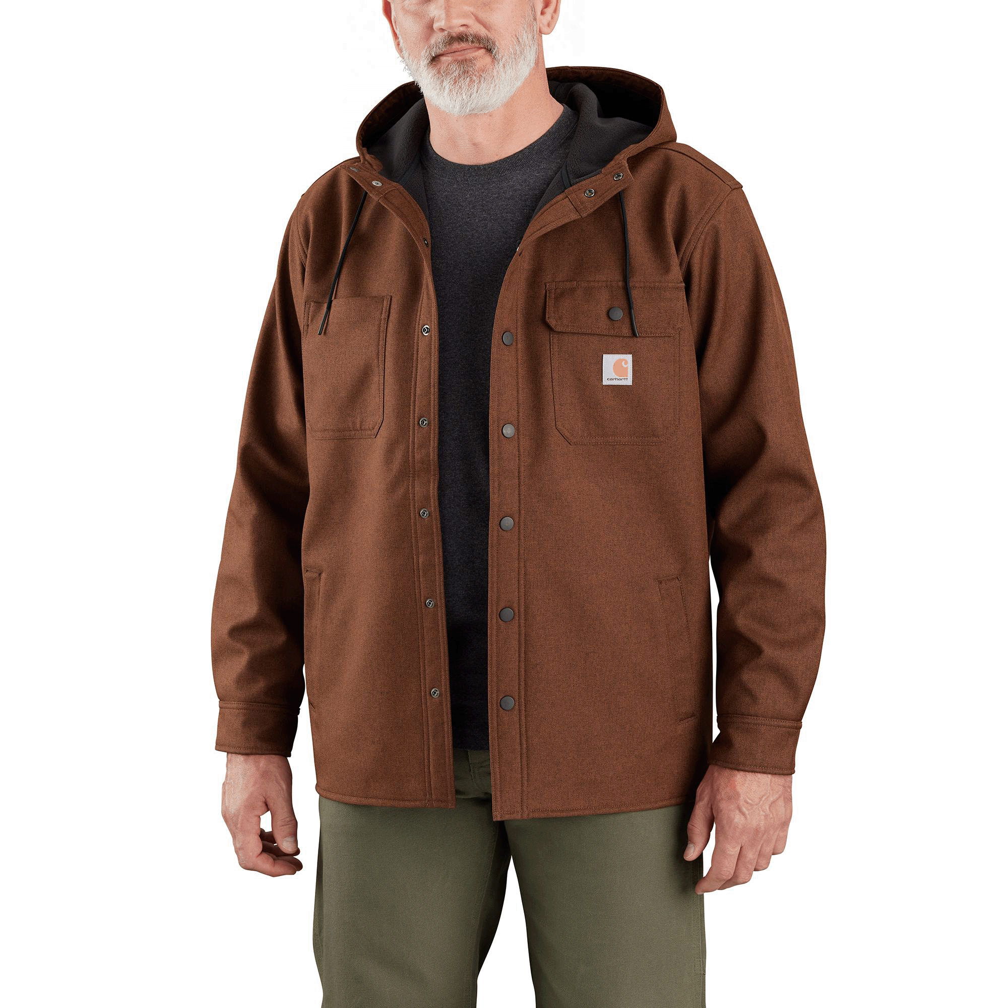 Carhartt Rain Defender Relaxed Fit Heavyweight Hooded Shirt Jacket - Men's Mocha Heather