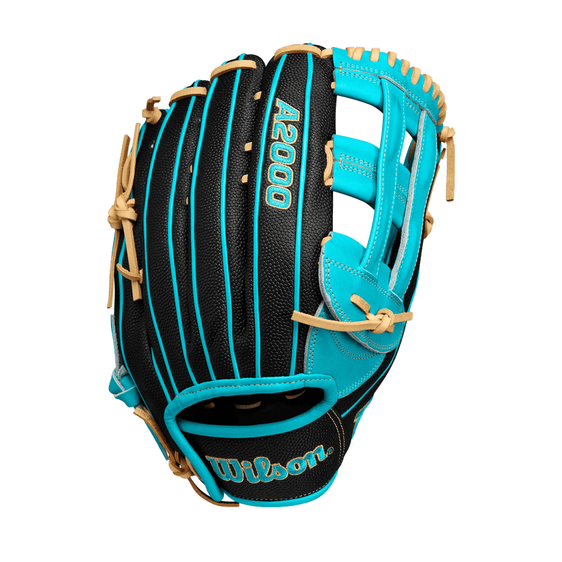 Wilson-A2000-Pf50ss-12.25”-Outfield-Baseball-Glove-Fall-2024-Teal---Black-SuperSkin---Yellow