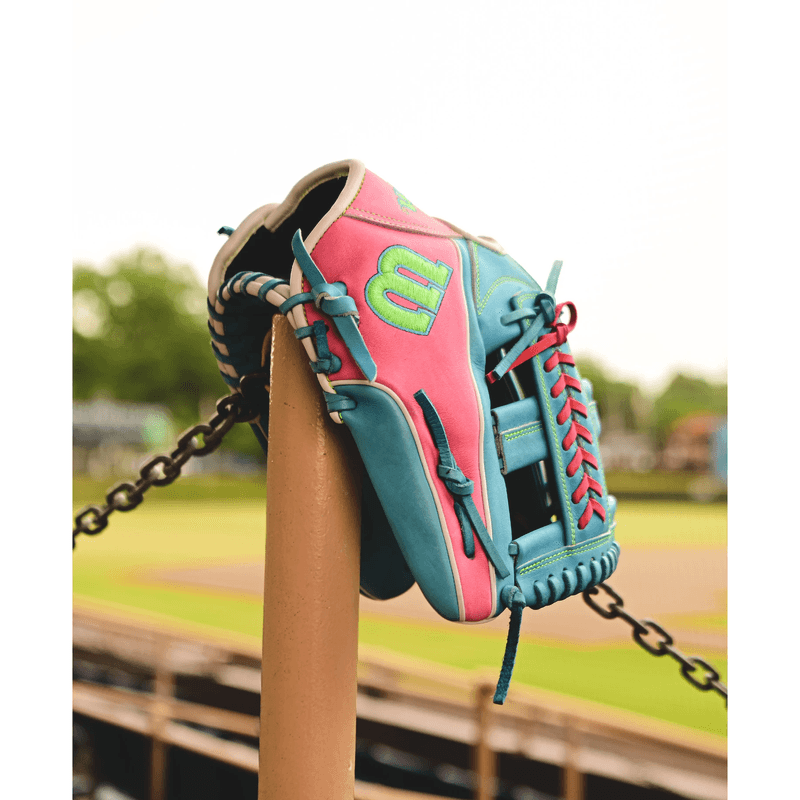 Wilson-A2000®-1785-11.75”-Infield-Baseball-Glove-Fall-2024-Tropical-Blue---Flamingo-Pink---Bright-Green