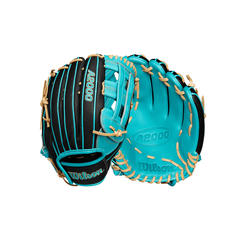 Wilson-A2000-Pf50ss-12.25”-Outfield-Baseball-Glove-Fall-2024-Teal---Black-SuperSkin---Yellow