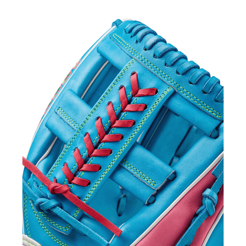 Wilson-A2000®-1785-11.75”-Infield-Baseball-Glove-Fall-2024-Tropical-Blue---Flamingo-Pink---Bright-Green