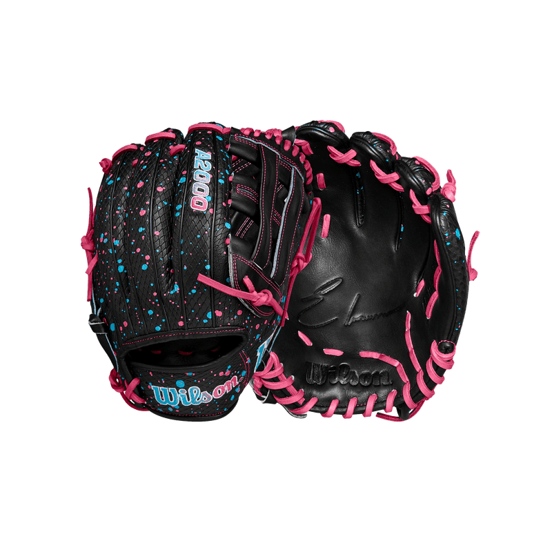 Wilson-Elly-De-La-Cruz-A2000-EDLC44-GM-Infield-Baseball-Glove-Fall-2024-Black---Splatter-SuperSkin---Pink