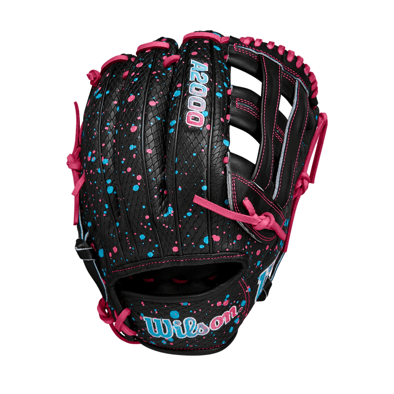 Wilson-Elly-De-La-Cruz-A2000-EDLC44-GM-Infield-Baseball-Glove-Fall-2024-Black---Splatter-SuperSkin---Pink