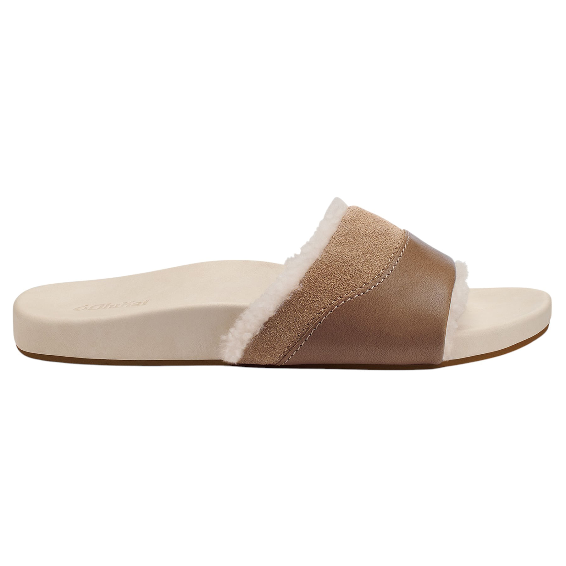 OLUKAI W SLIPPER HO?ALA SLIDE Tan / Puka