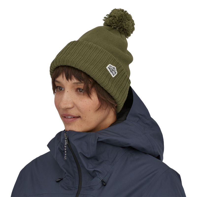 Patagonia Powder Town Beanie - Women's Line Logo Ridge Patch / Wyoming Green