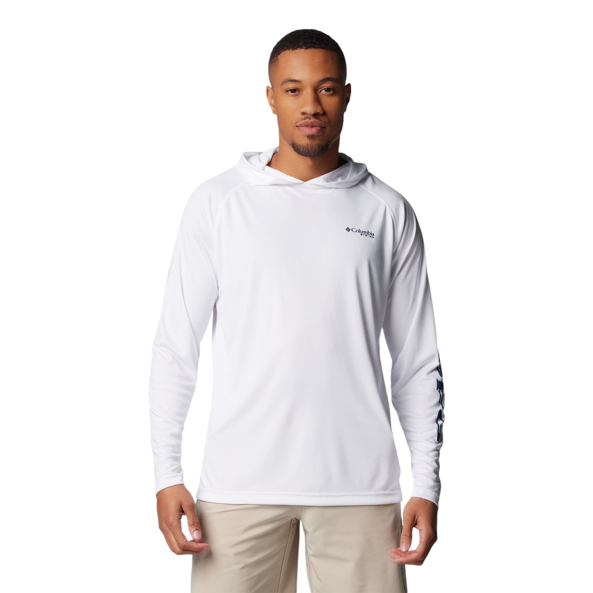 Columbia PFG Terminal Tackle Hoodie - Men's White / Nightshade Logo