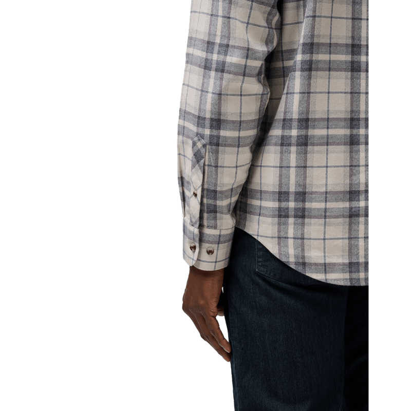 Travis-Mathew-Cloud-Flannel-Plaid-Button-Up-Shirt---Men-s-Oxford-Tan---Plum