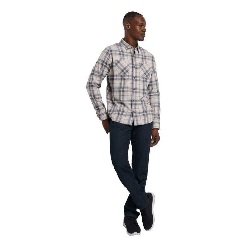 Travis-Mathew-Cloud-Flannel-Plaid-Button-Up-Shirt---Men-s-Oxford-Tan---Plum