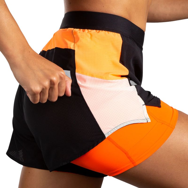 Brooks-Run-Visible-2-In-1-4--Short---Women-s-Black---Ecru---Fluoro-Flash