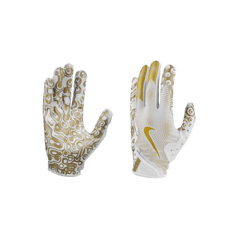 Nike Vapor Jet 8.0 Metallic Football Glove - Adult White / Metallic Gold / Metallic Gold / Metallic Gold
