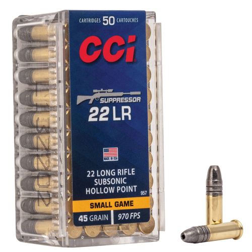 CCI Suppressor 22 Long Rifle 45 Grain Solid Ammunition 50 Rounds