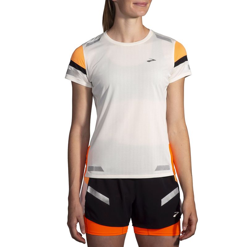 Brooks-Run-Visible-Short-Sleeve-2.0-Shirt---Women-s-Ecru---Fluoro-Flash---Black