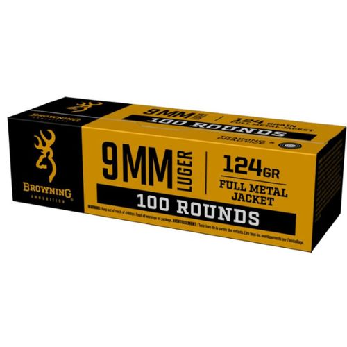 Browning Training & Practice 9mm 124 Grain FMJ Ammunition 100 Rounds