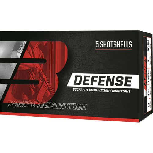 Barnes Bullets Defense Buckshot 12 Gauge 00 Buck Ammunition 5 Rounds