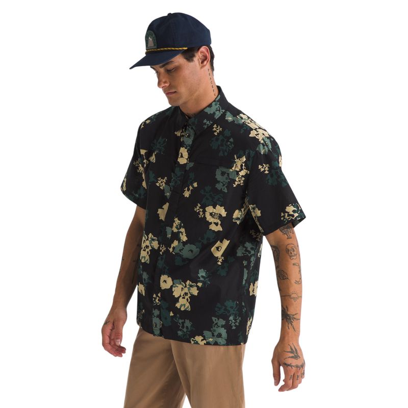 The-North-FaceShort-Sleeve-Heritage-BD-Shirt--Men-s-Duck-Green-TNF-Flowers-Simple-Print