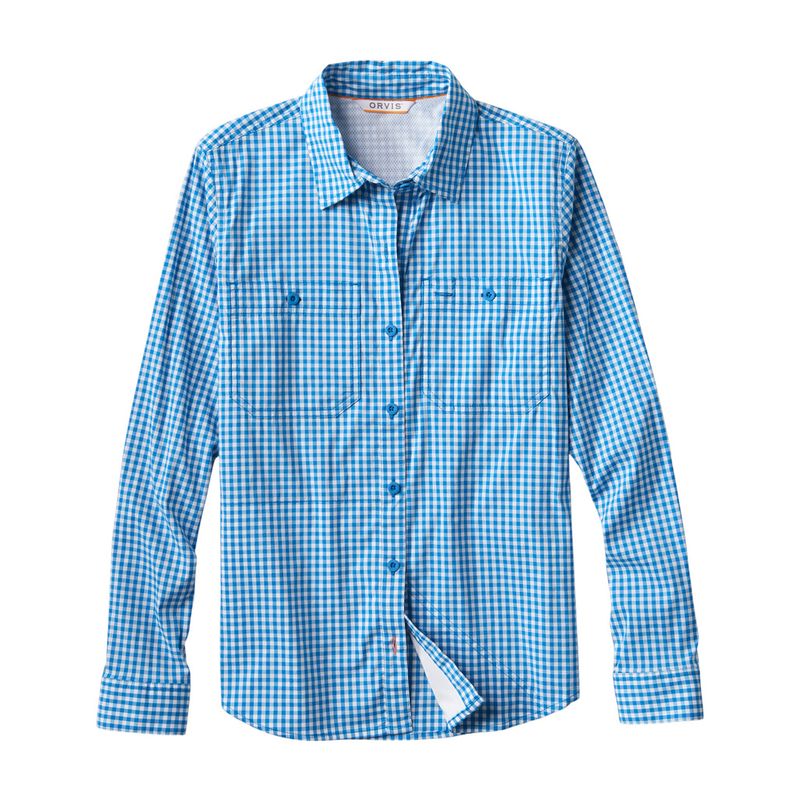 Orvis-River-Guide-Long-Sleeve-Shirt---Women-s-Pacific-Blue-Gingham