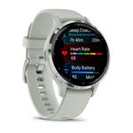 Garmin Venu 3S Smartwatch Silver Stainless Steel Bezel with Sage Gray Case and Silicone Band