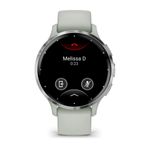 Garmin Venu 3S Smartwatch Silver Stainless Steel Bezel with Sage Gray Case and Silicone Band