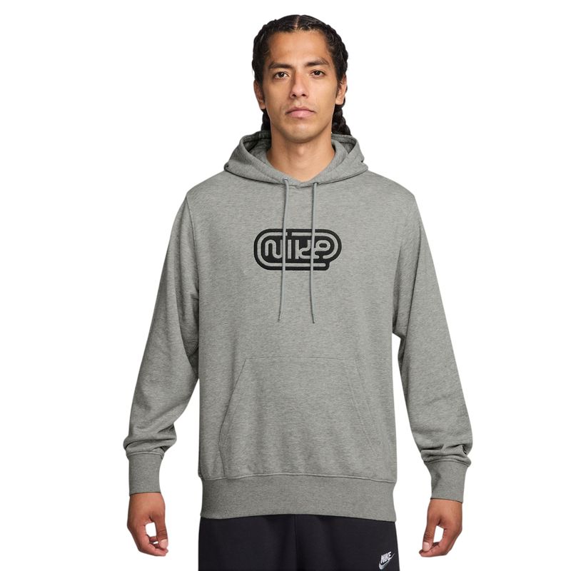 Nike-French-terry-Pull-Over-Hoodie---Men-s-Dark-Grey-Heather---Light-Smoke-Grey---Black
